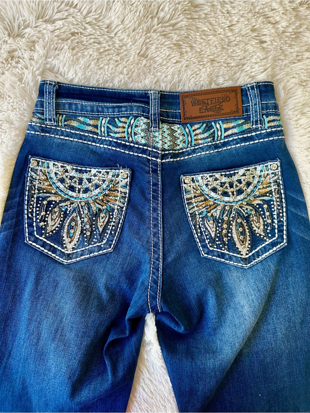 Westfield Eagle Dream Catcher WB-29 Western Bootcut Jeans Bling Size 3 High Rise